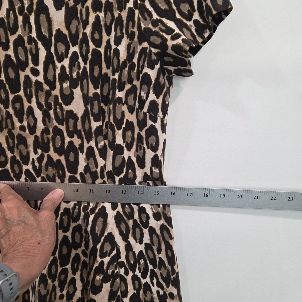 Kate Spade New York Womens Leopard Fit & Flare Dress 12 Short Sleeve Zip Back - Picture 12 of 13
